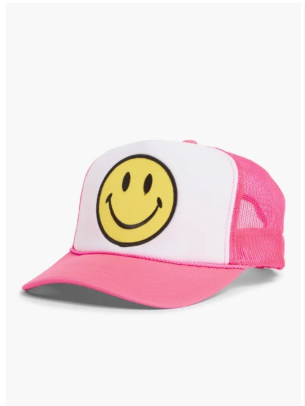 Aviator Nation AV Smiley Baseball Cap Neon Pink White Snap Back Mesh Trucker OS
